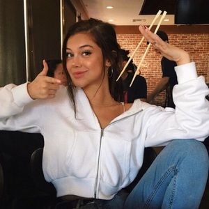 Brandy Melville White Cropped Crystal Hoodie